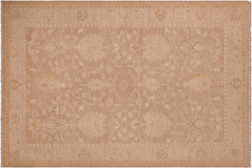 handmade Traditional Lahore Brown Tan Hand Knotted RECTANGLE 100% WOOL area rug 6 x 9